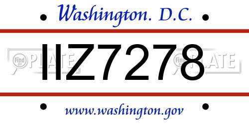 IIZ7278 District Of Columbia License Plate