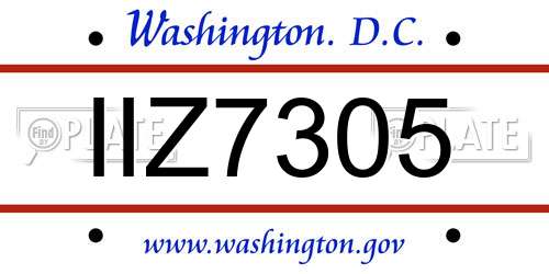 IIZ7305 District Of Columbia License Plate
