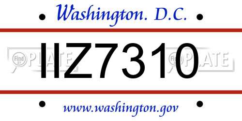 IIZ7310 District Of Columbia License Plate