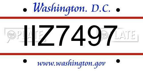 IIZ7497 District Of Columbia License Plate