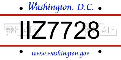 IIZ7728 District Of Columbia License Plate