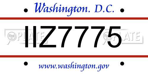 IIZ7775 District Of Columbia License Plate