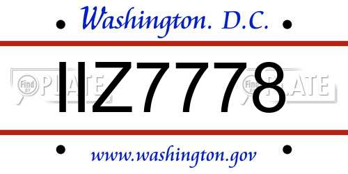IIZ7778 District Of Columbia License Plate