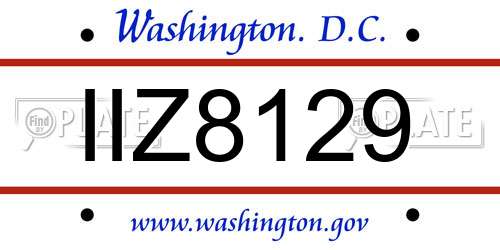 IIZ8129 District Of Columbia License Plate
