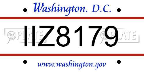 IIZ8179 District Of Columbia License Plate