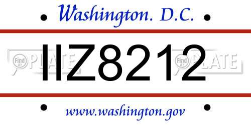 IIZ8212 District Of Columbia License Plate
