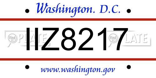 IIZ8217 District Of Columbia License Plate