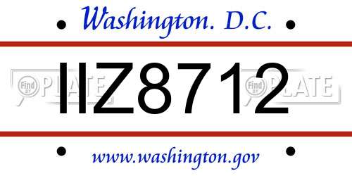 IIZ8712 District Of Columbia License Plate