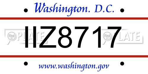 IIZ8717 District Of Columbia License Plate
