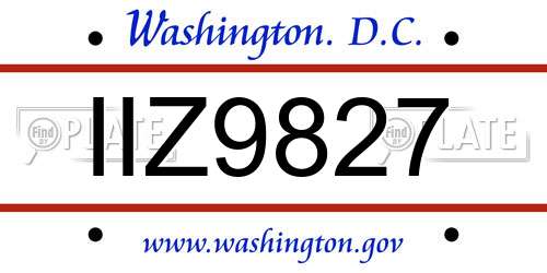IIZ9827 District Of Columbia License Plate