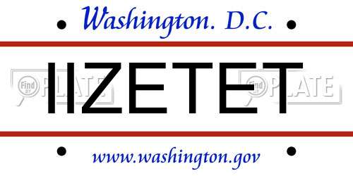 IIZETET District Of Columbia License Plate