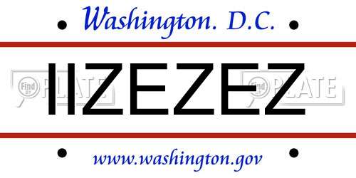 IIZEZEZ District Of Columbia License Plate