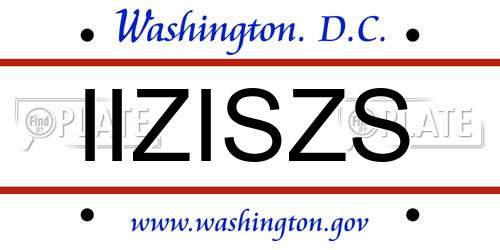 IIZISZS District Of Columbia License Plate