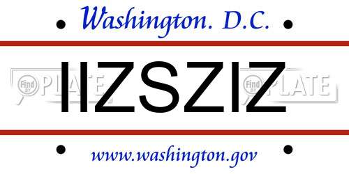 IIZSZIZ District Of Columbia License Plate