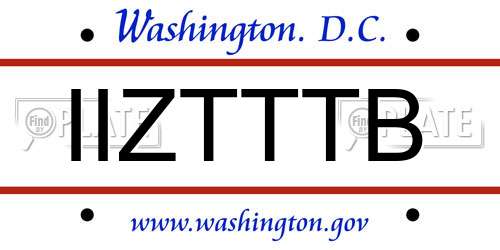 IIZTTTB District Of Columbia License Plate