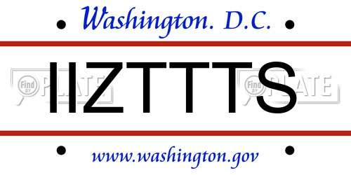 IIZTTTS District Of Columbia License Plate