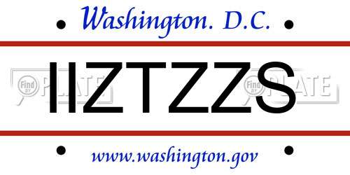 IIZTZZS District Of Columbia License Plate