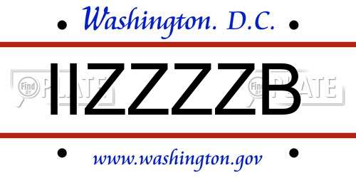 IIZZZZB District Of Columbia License Plate
