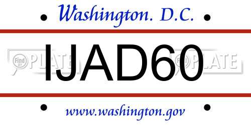 IJAD60 District Of Columbia License Plate