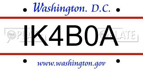 IK4B0A District Of Columbia License Plate