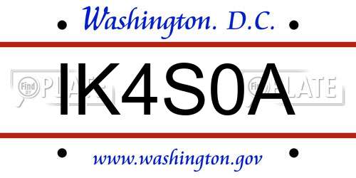 IK4S0A District Of Columbia License Plate