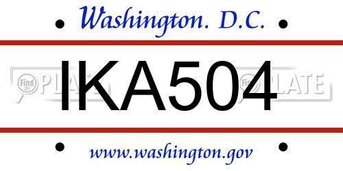 IKA504 District Of Columbia License Plate