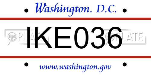 IKE036 District Of Columbia License Plate