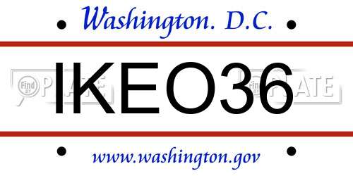 IKEO36 District Of Columbia License Plate