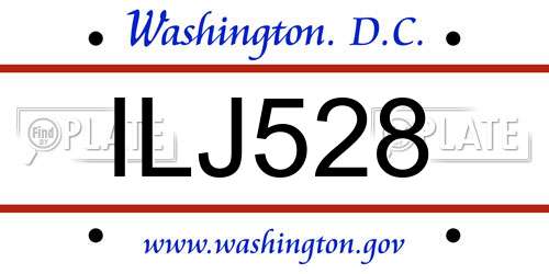 ILJ528 District Of Columbia License Plate