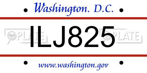 ILJ825 District Of Columbia License Plate