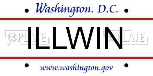ILLWIN District Of Columbia License Plate