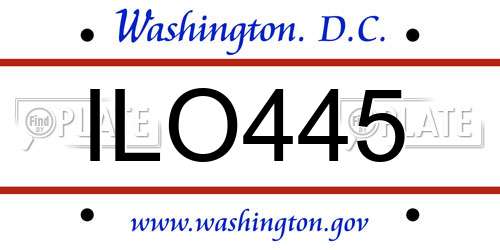 ILO445 District Of Columbia License Plate