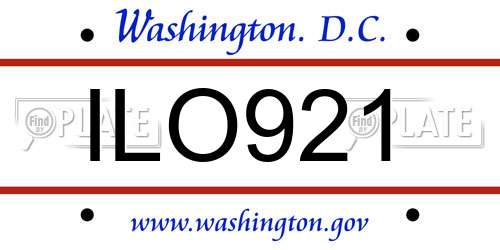 ILO921 District Of Columbia License Plate