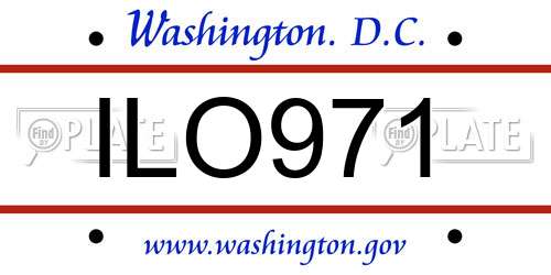 ILO971 District Of Columbia License Plate