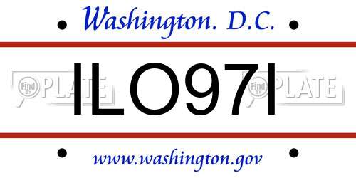 ILO97I District Of Columbia License Plate