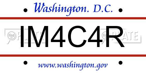 IM4C4R District Of Columbia License Plate
