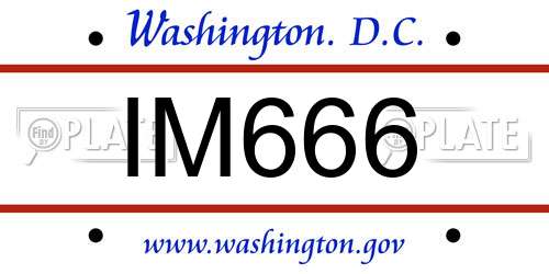 IM666 District Of Columbia License Plate