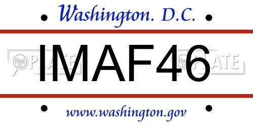 IMAF46 District Of Columbia License Plate