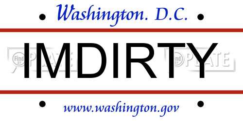 IMDIRTY District Of Columbia License Plate