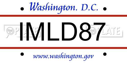IMLD87 District Of Columbia License Plate