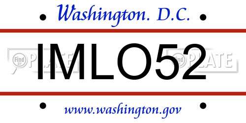 IMLO52 District Of Columbia License Plate