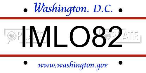 IMLO82 District Of Columbia License Plate