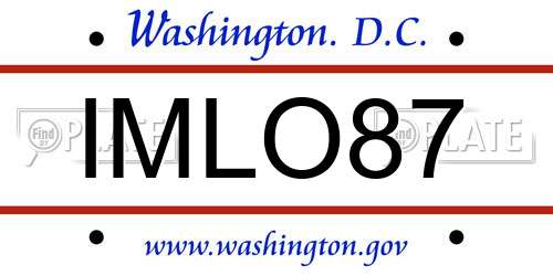 IMLO87 District Of Columbia License Plate