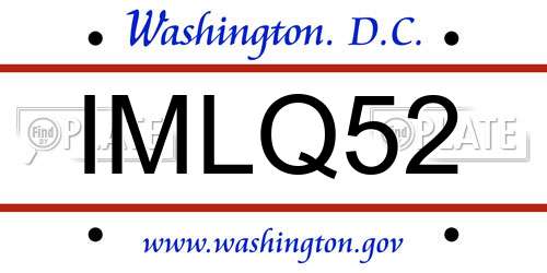 IMLQ52 District Of Columbia License Plate