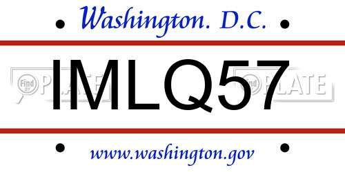 IMLQ57 District Of Columbia License Plate