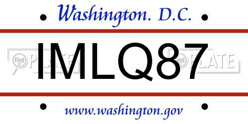 IMLQ87 District Of Columbia License Plate