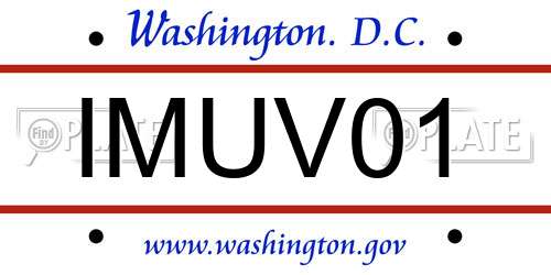 IMUV01 District Of Columbia License Plate
