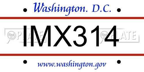 IMX314 District Of Columbia License Plate