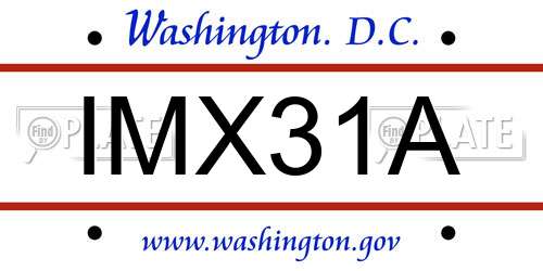 IMX31A District Of Columbia License Plate