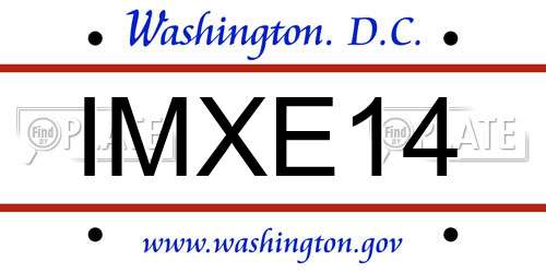 IMXE14 District Of Columbia License Plate